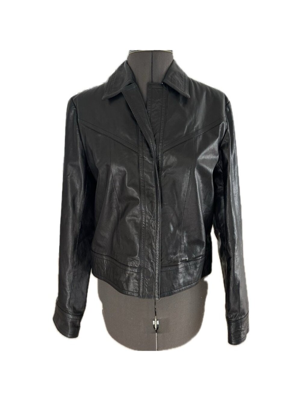Banana Republic Vintage Women’s Genuine Leather Black Jacket Cropped Y2K Small